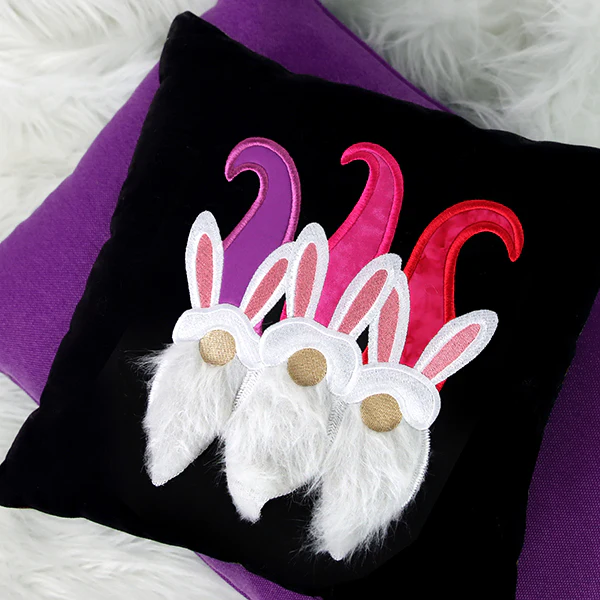 Fluffy Bunny Gnome Trio (Applique) - Image 4