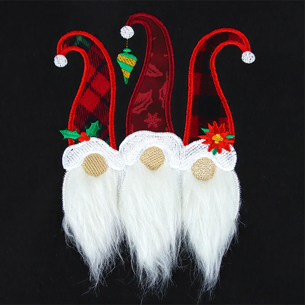 Fluffy Christmas Gnome Trio (Applique) - Image 3