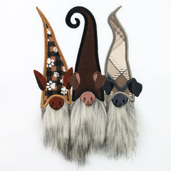 Fluffy Dog Gnome Trio (Applique) - Image 3