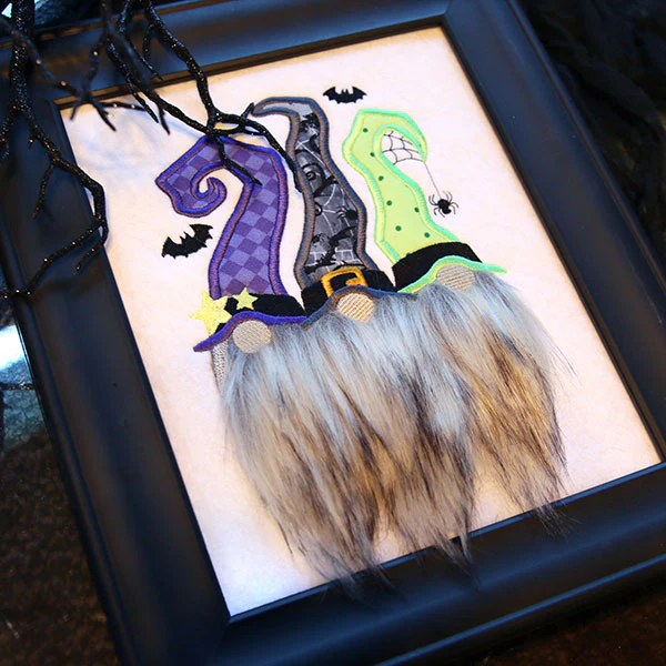 Fluffy Halloween Gnome Trio (Applique) - Image 4