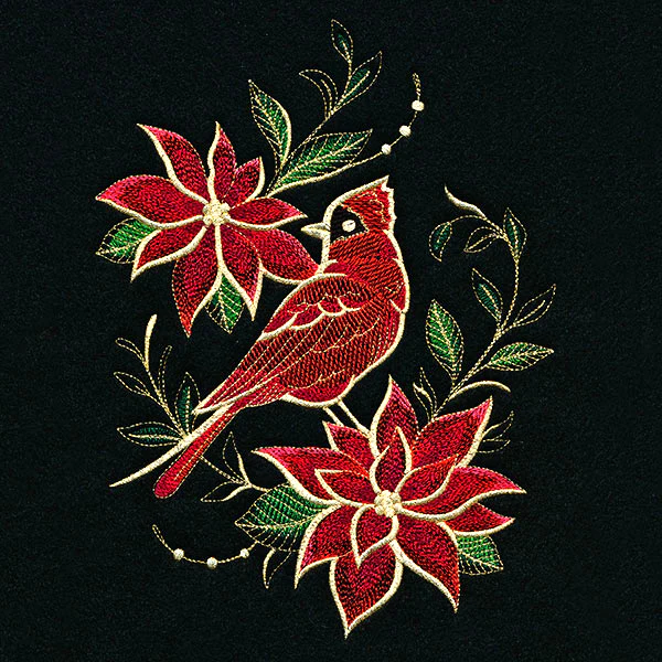 Gilded Christmas Poinsettia Cardinal