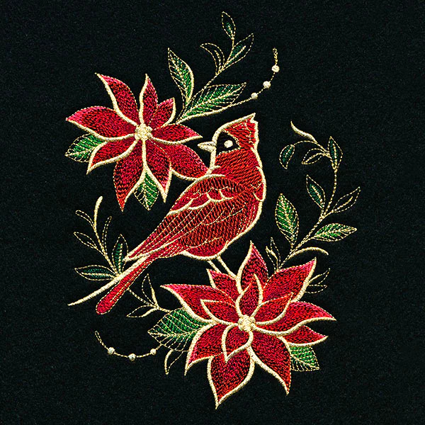 Gilded Christmas Poinsettia Cardinal - Image 3
