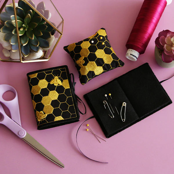 Gilded Honeycomb Pillow Pincushion (In-the-Hoop) - Image 12