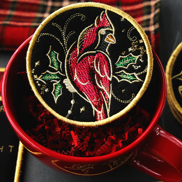 Gilded Mirage Coaster - Cardinal (In-the-Hoop) - Image 3