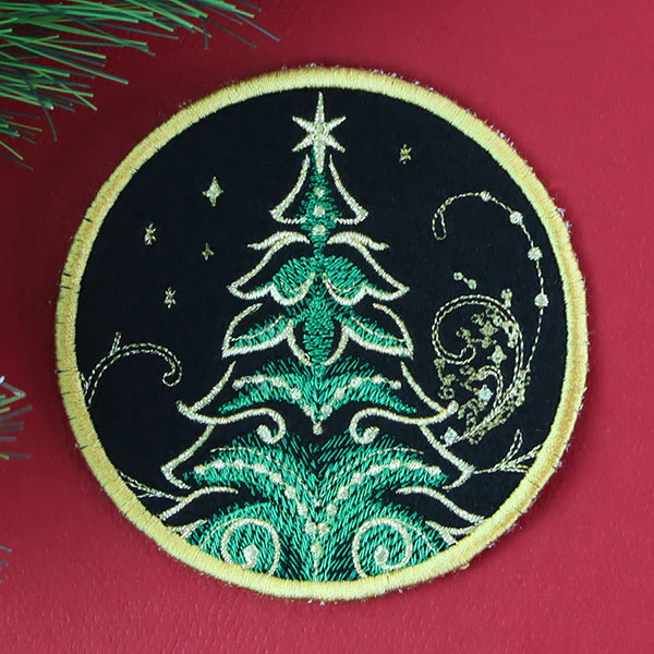 Gilded Mirage Coaster - Christmas Tree (In-the-Hoop) - Image 4