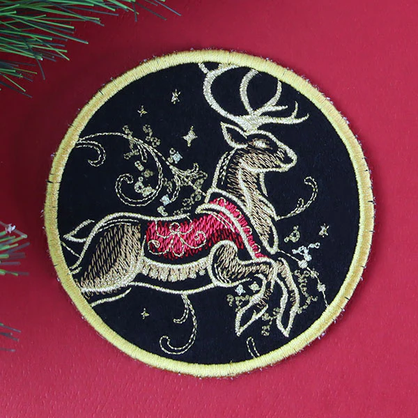 Gilded Mirage Coaster - Reindeer (In-the-Hoop) - Image 3