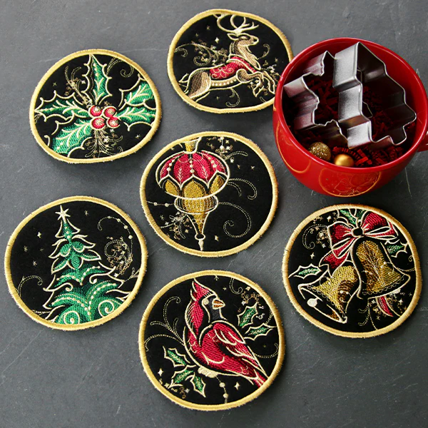 Gilded Mirage Coaster - Reindeer (In-the-Hoop) - Image 4