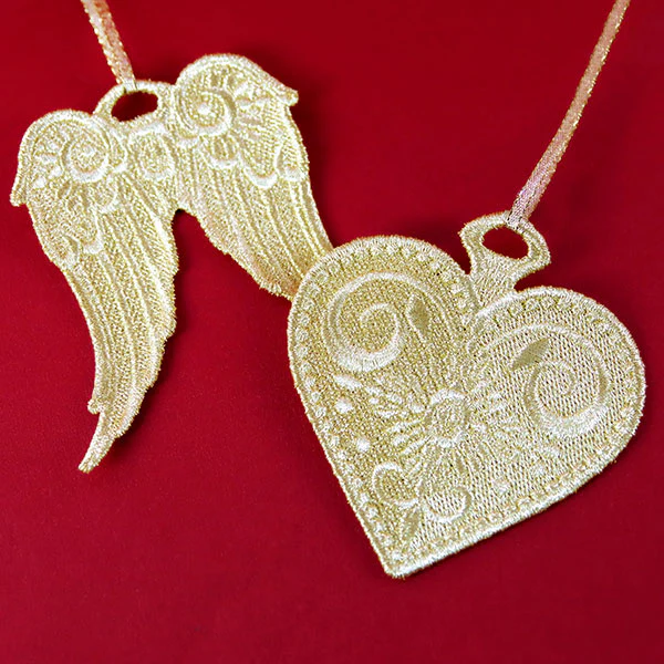 Gilded Texture Christmas Ornament - Angel Wings (Freestanding) - Image 2