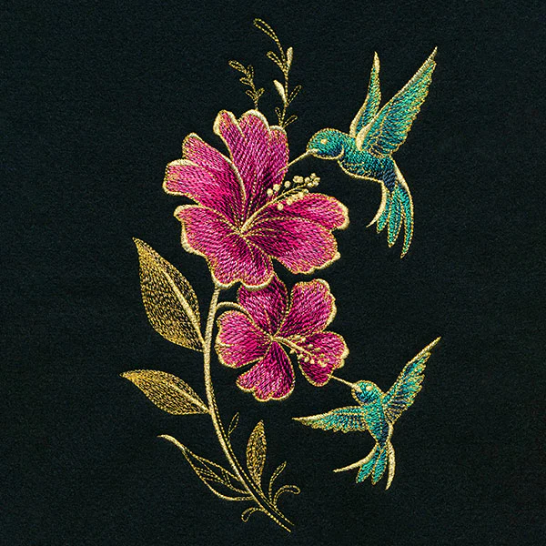 Glimmering Garden - Hummingbirds and Hibiscus - Image 2