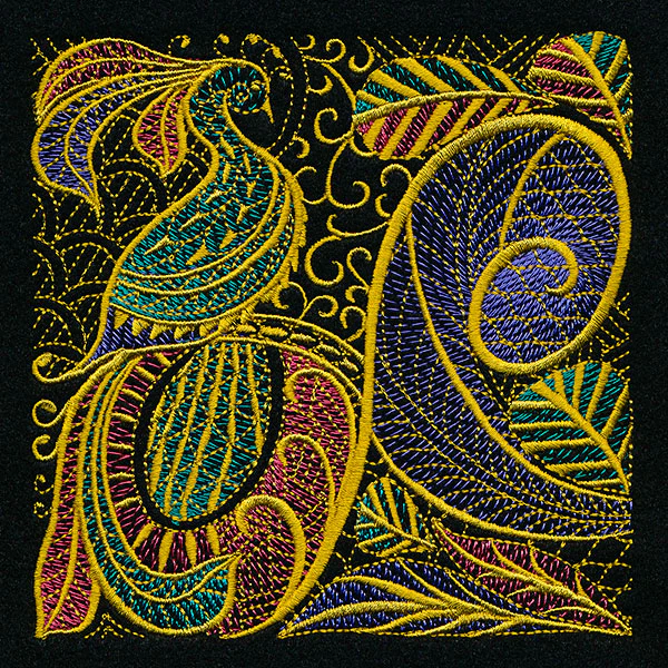 Goldwork Style Peacock Square - Image 4