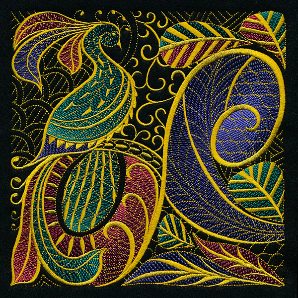 Goldwork Style Peacock Square - Image 5