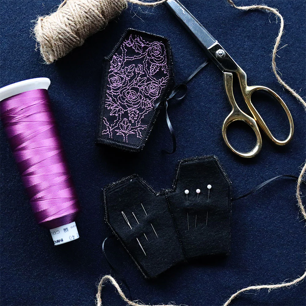 Gothic Rose Coffin Needle Book (In-the-Hoop) - Image 4