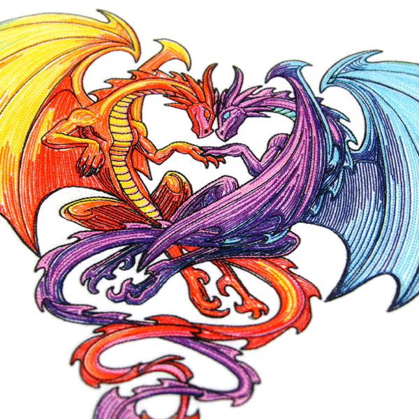 Intertwined Rainbow Dragons