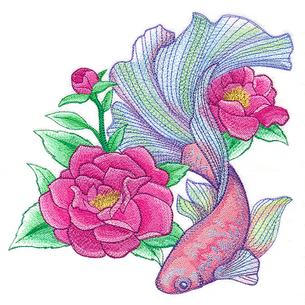 Iridescent Betta with Flowers - Image 5