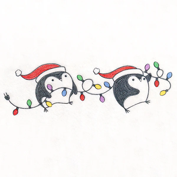 Lit Christmas Penguin Border