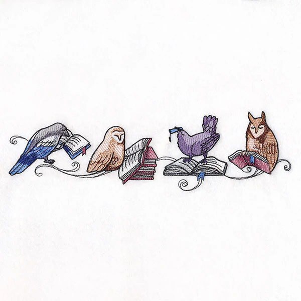 Lost in a Good Book Birds Border - Image 2