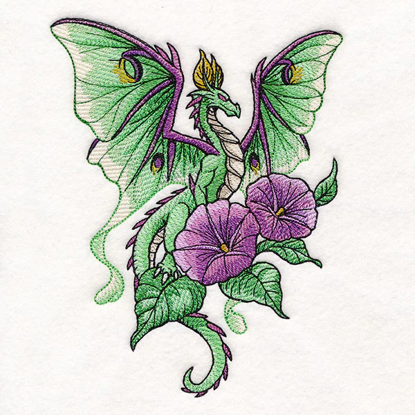 Luna Moth Dragon and Morning Glories - Image 3