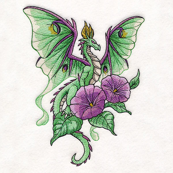 Luna Moth Dragon and Morning Glories - Image 7