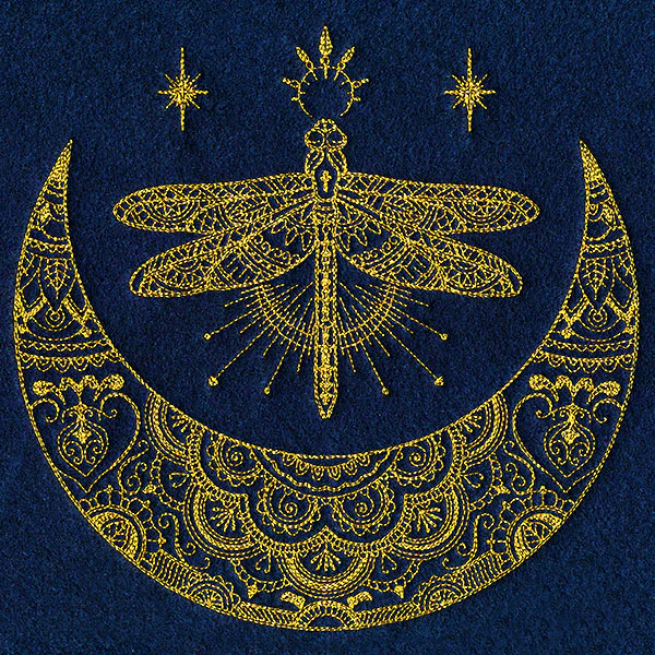Mehndi Magic Dragonfly Crescent Moon