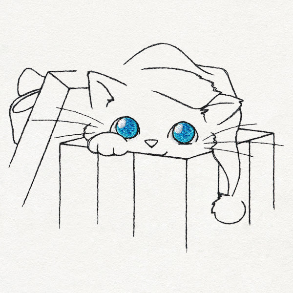 Meowy Christmas Cat with Gift Box - Image 2