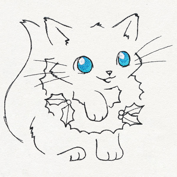 Meowy Christmas Cat with Wreath - Image 2