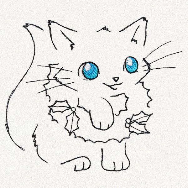 Meowy Christmas Cat with Wreath - Image 3