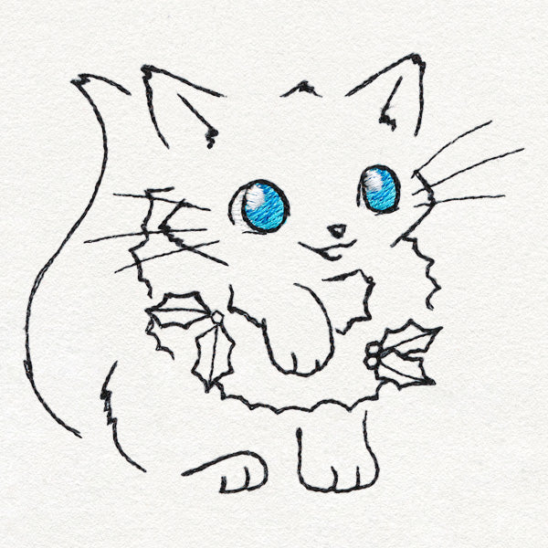 Meowy Christmas Cat with Wreath - Image 4