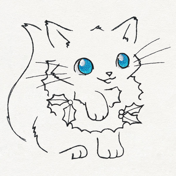 Meowy Christmas Cat with Wreath - Image 5