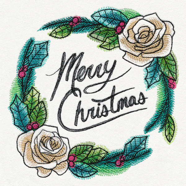 Merry Christmas Watercolor Wreath - Image 3