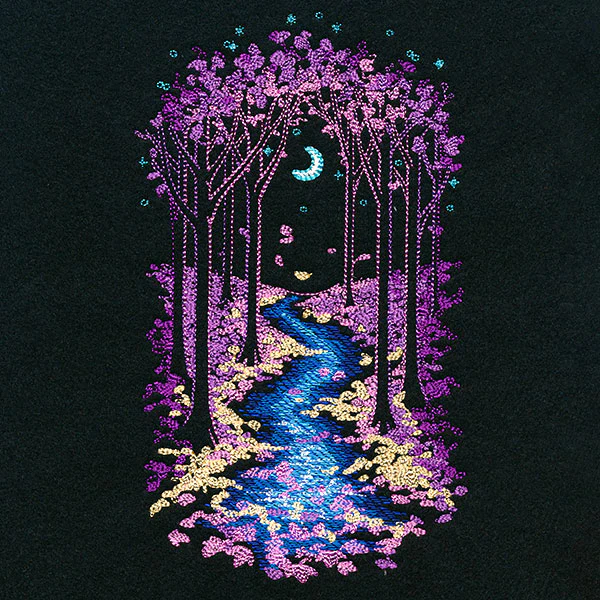 Moonlit Autumn Forest River - Image 3