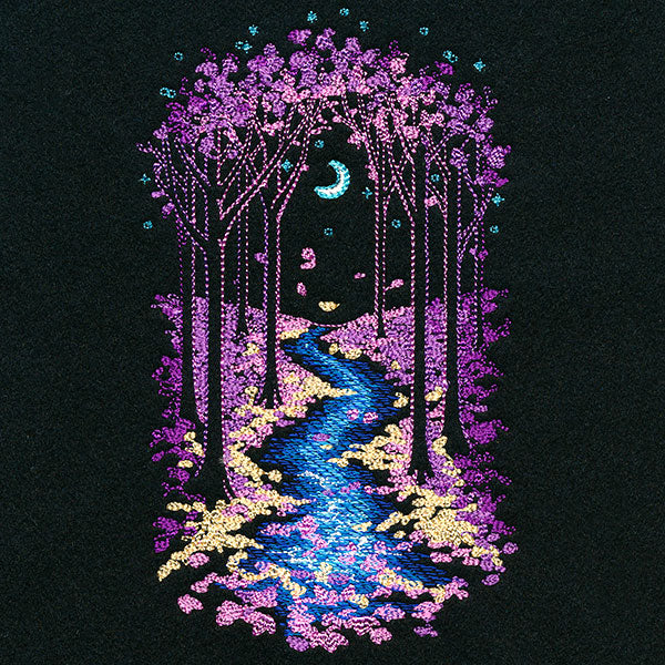 Moonlit Autumn Forest River - Image 4