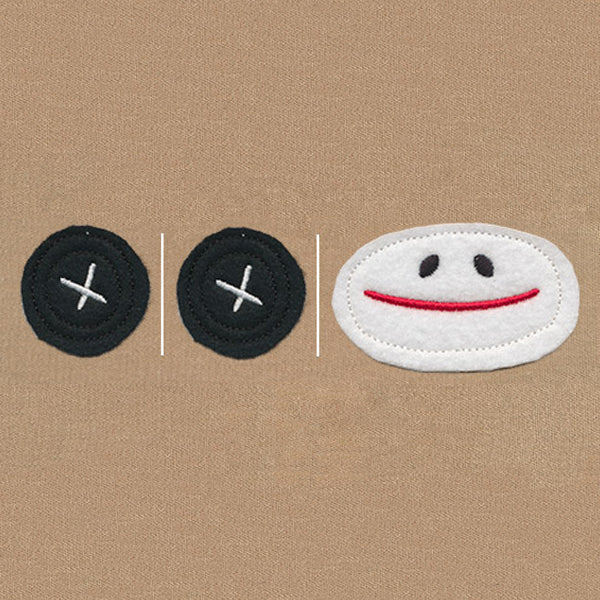 Noggin Nanimals - Sock Monkey Face (Applique)Split - Image 2