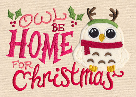 Owl Be Home for Christmas (Applique) - Image 2