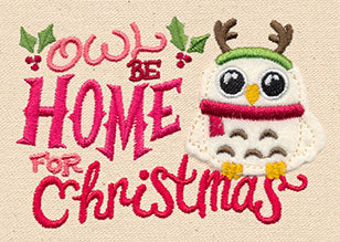 Owl Be Home for Christmas (Applique) - Image 3