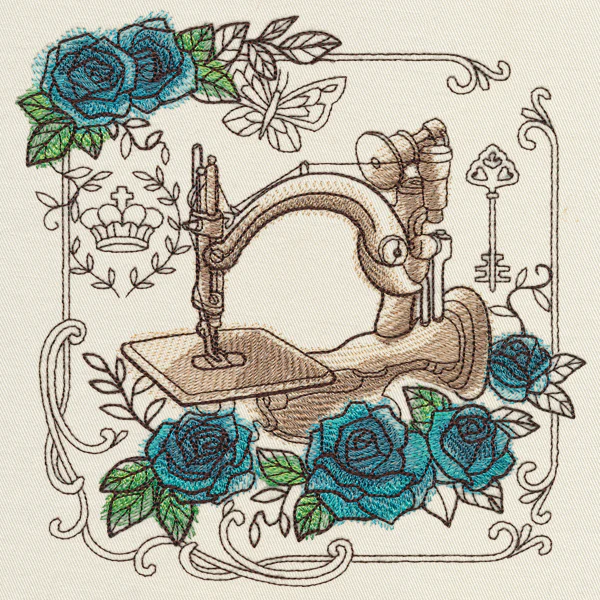 Parisian Sewing Machine and Roses - Image 2