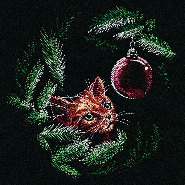 Peeking Christmas Tree Cat & Ornament - Image 2