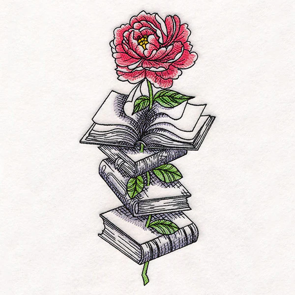 Peony in Book Stack - Image 13