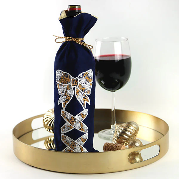 Poinsettias and Filigree Christmas Ribbon - Image 2
