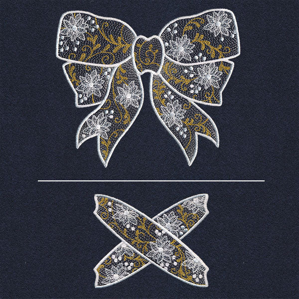 Poinsettias and Filigree Christmas Ribbon - Image 3