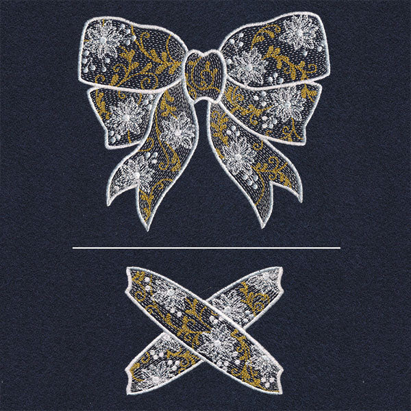 Poinsettias and Filigree Christmas Ribbon - Image 4