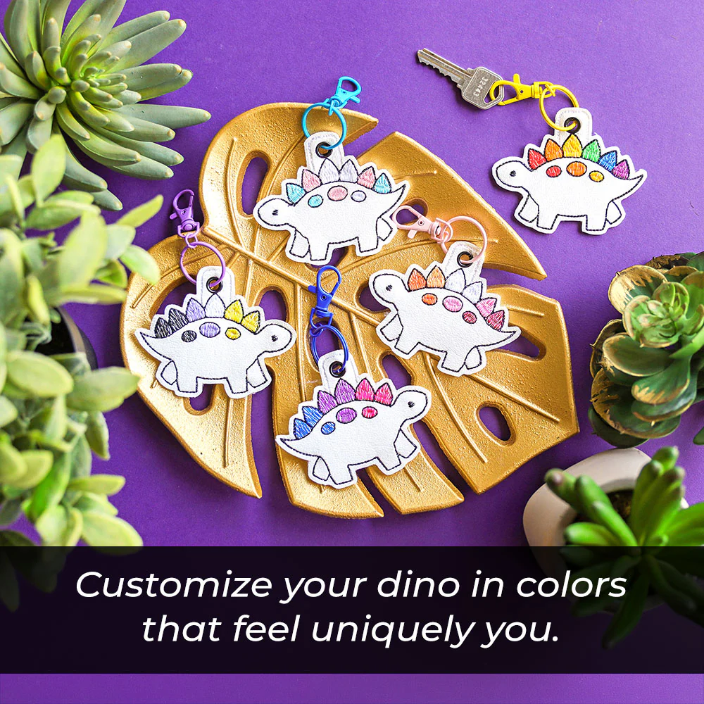 Rainbow Dinosaur Keychain (In-the-Hoop) - Image 3