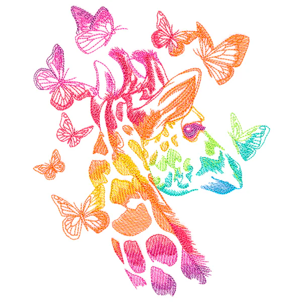 Rainbow Giraffe with Butterflies - Image 3
