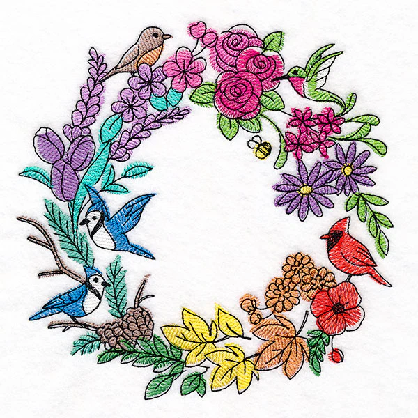 Rainbow of Seasons Bird Wreath - Image 2