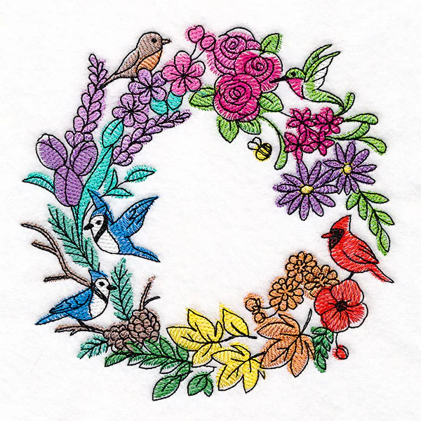 Rainbow of Seasons Bird Wreath - Image 3