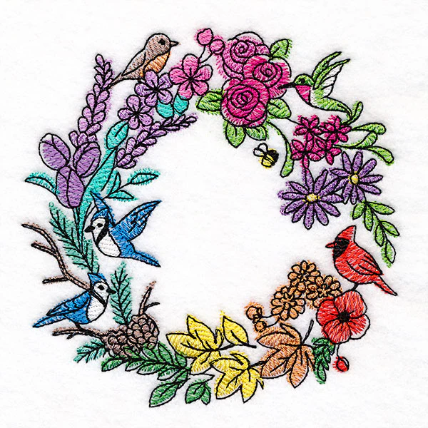 Rainbow of Seasons Bird Wreath - Image 4
