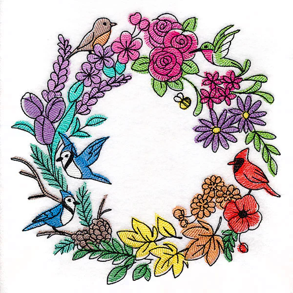 Rainbow of Seasons Bird Wreath - Image 5