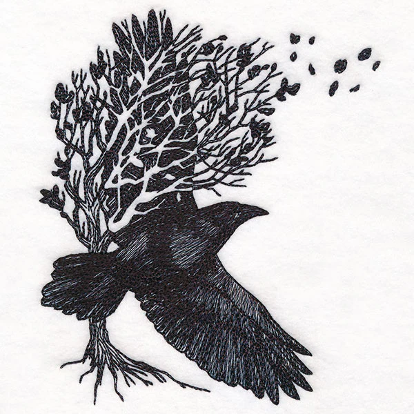 Raven in Autumn Tree - Image 3
