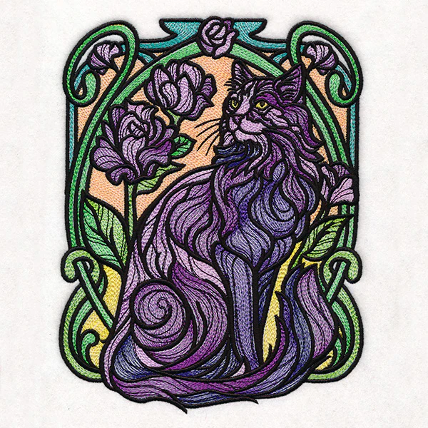 Stained Glass Art Nouveau Cat - Image 2