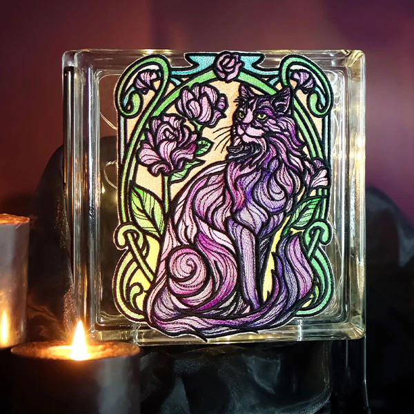 Stained Glass Art Nouveau Cat - Image 7
