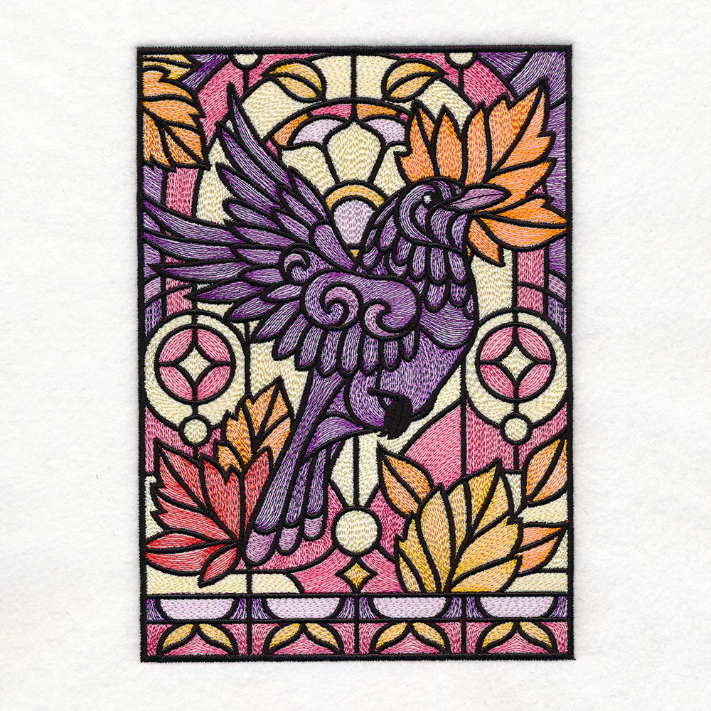 Stained Glass Fall Raven - In Flight - Image 4